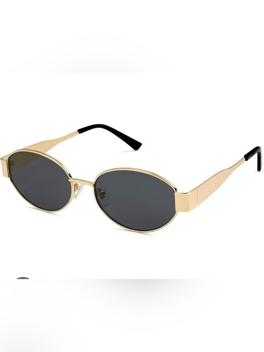 Gold Frame Black Lens Retro Oval Women's Sunglasses